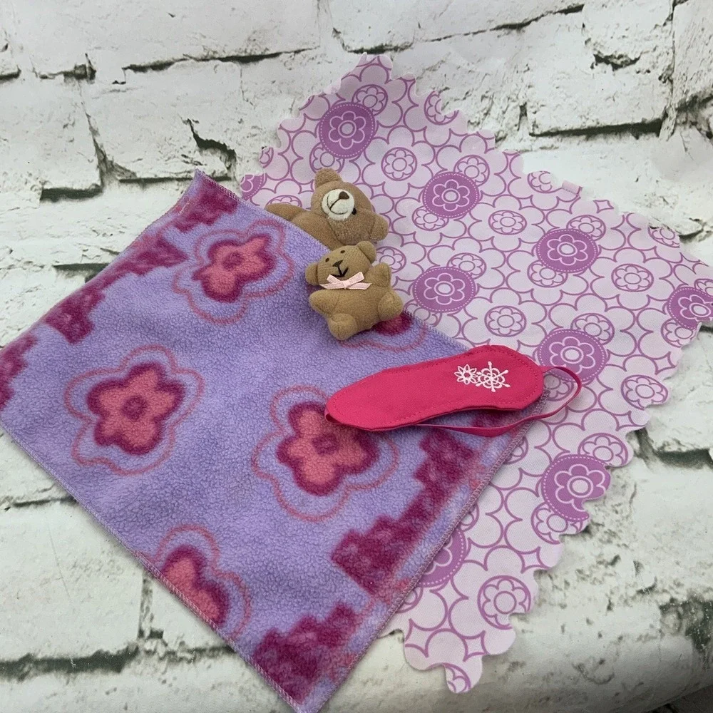 Doll Blankets Mini Teddy Bears Sleep Mask Pink‎ Purple Lot
